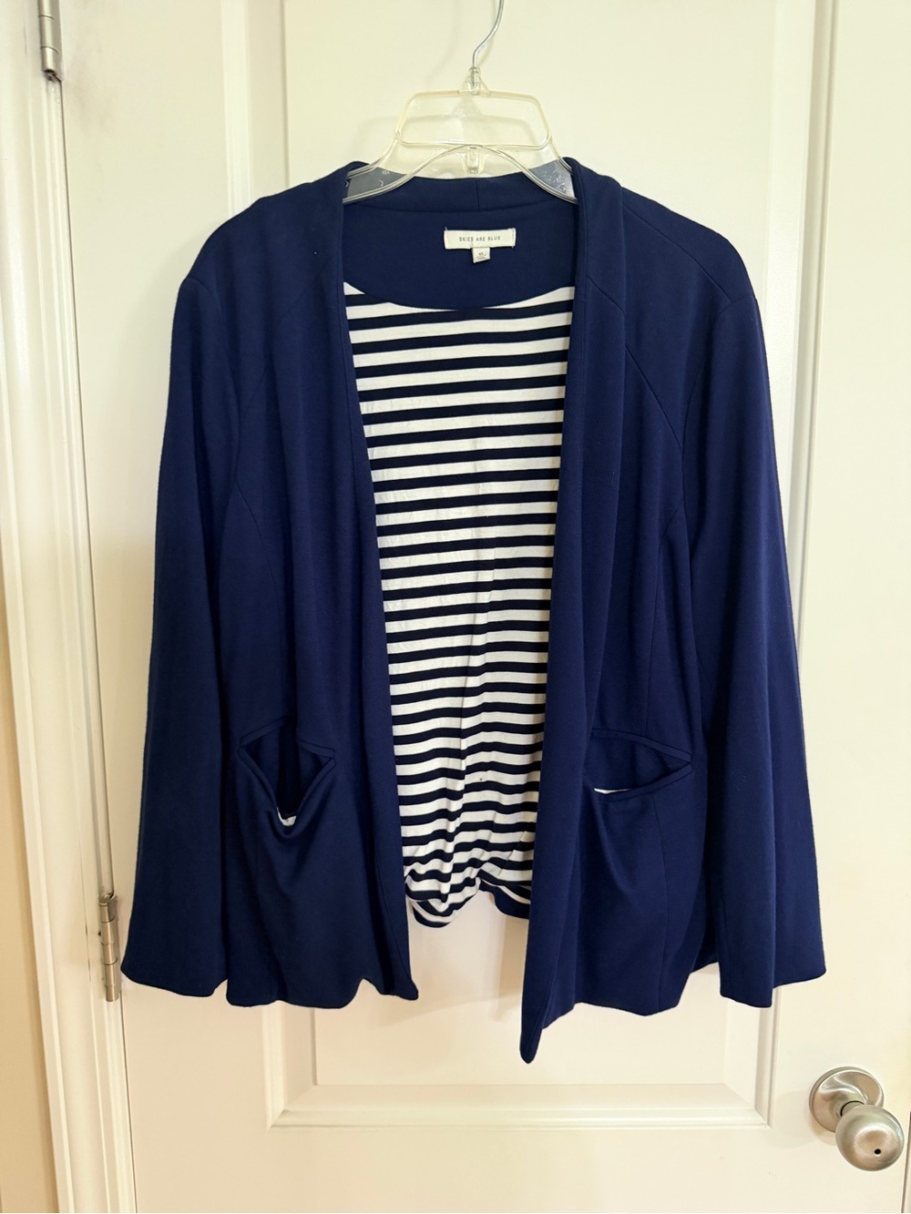 Skies Are Blue Navy Open-Front Lightweight Blazer